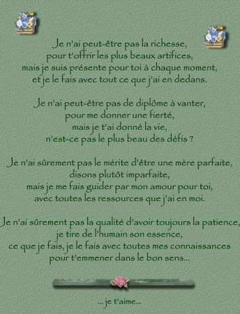 pour commencer voici un magnifique poème de toutes les mères à leurs enfants